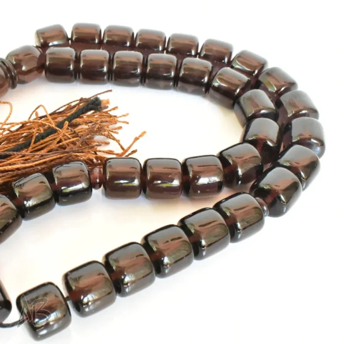 تسبیح سندلوس بودار 35 دانه اصل کد 1278 استوانه‌ای دوپوست مشکی و سبز آقابزرگ - Image 7