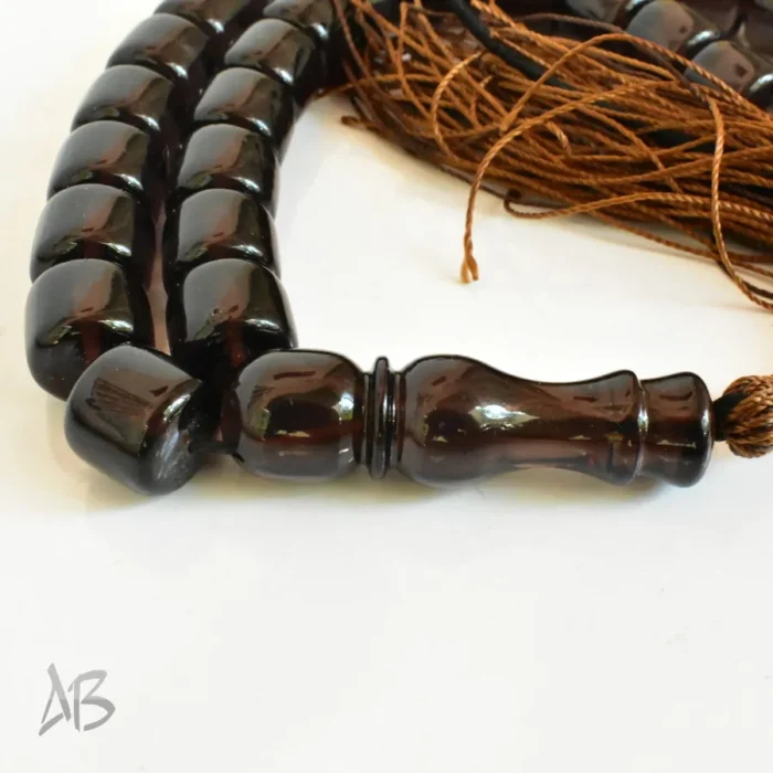 تسبیح سندلوس بودار 35 دانه اصل کد 1278 استوانه‌ای دوپوست مشکی و سبز آقابزرگ - Image 8