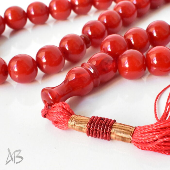 تسبیح سندلوس اصل بودار 45 دانه قرمز بسیار زیبا کد 1288 آقابزرگ - Image 5