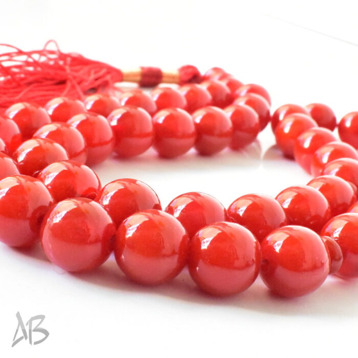 تسبیح سندلوس اصل بودار 45 دانه قرمز بسیار زیبا کد 1288 آقابزرگ - Image 6