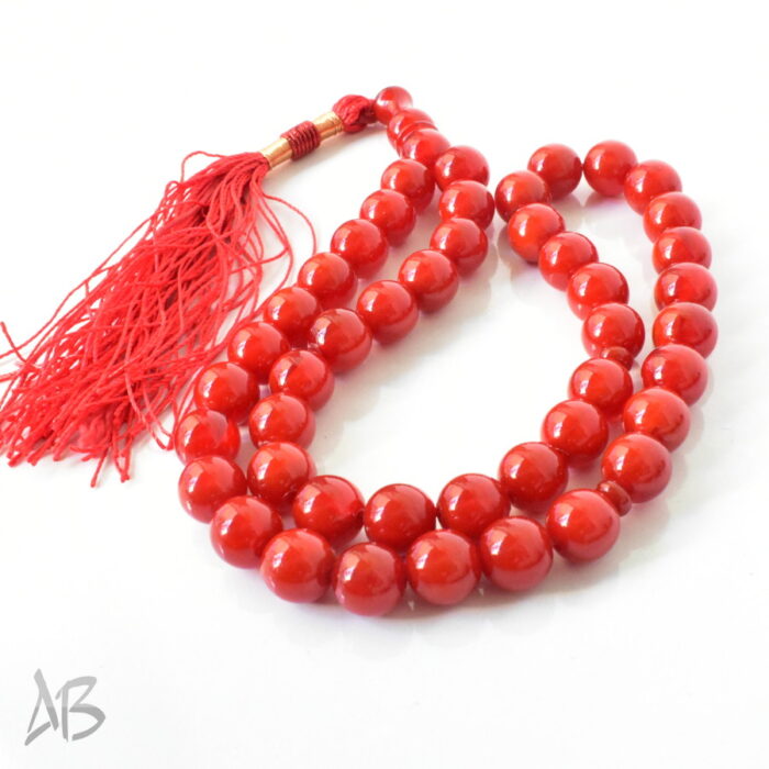 تسبیح سندلوس اصل بودار 45 دانه قرمز بسیار زیبا کد 1288 آقابزرگ - Image 7