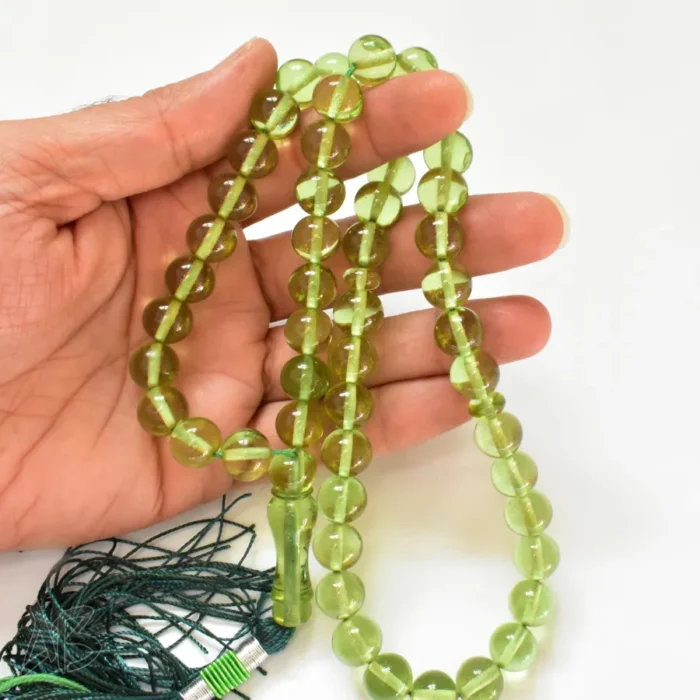 تسبیح سندلوس 51 دانه اصل بودار گرد سبز 10 در 12 کد 1179 آقابزرگ - Image 4