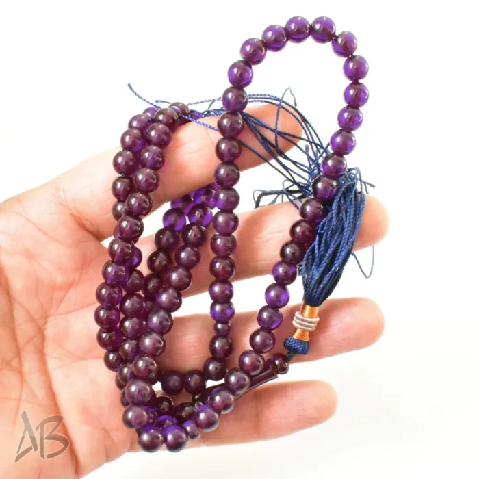 تسبیح سندلوس 100 دانه (101 دانه) کد 1205 بودار گرد آبی سیر سایز 8 آقابزرگ - Image 4