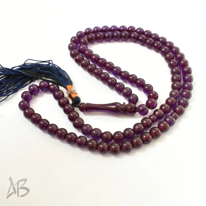 تسبیح سندلوس 100 دانه (101 دانه) کد 1205 بودار گرد آبی سیر سایز 8 آقابزرگ - Image 5