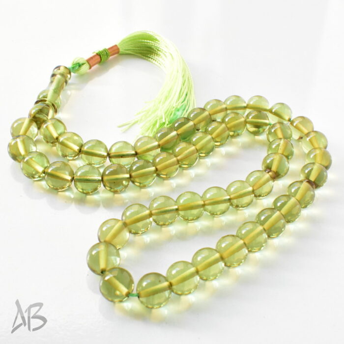 تسبیح سندلوس 51 دانه اصل بودار گرد سبز روشن سایز 11 کد 1290 آقابزرگ - Image 5