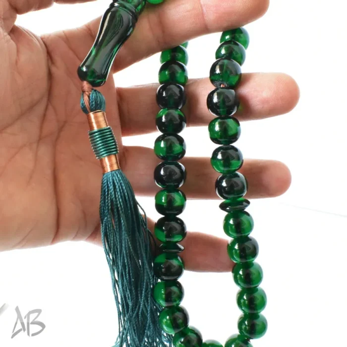 تسبیح سندلوس اصل بودار 35 دانه شلغمی شماره 12 سبز تیره کد 1291 آقابزرگ - Image 3