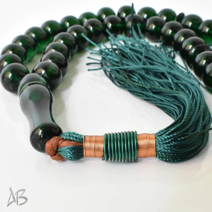 تسبیح سندلوس اصل بودار 35 دانه شلغمی شماره 12 سبز تیره کد 1291 آقابزرگ - Image 7