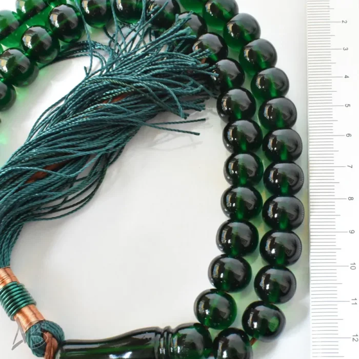 تسبیح سندلوس 51 دانه اصل بودار شلغمی سبز تیره سایز 12 کد 1292 آقابزرگ - Image 4