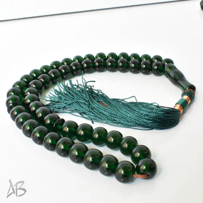 تسبیح سندلوس 51 دانه اصل بودار شلغمی سبز تیره سایز 12 کد 1292 آقابزرگ - Image 6