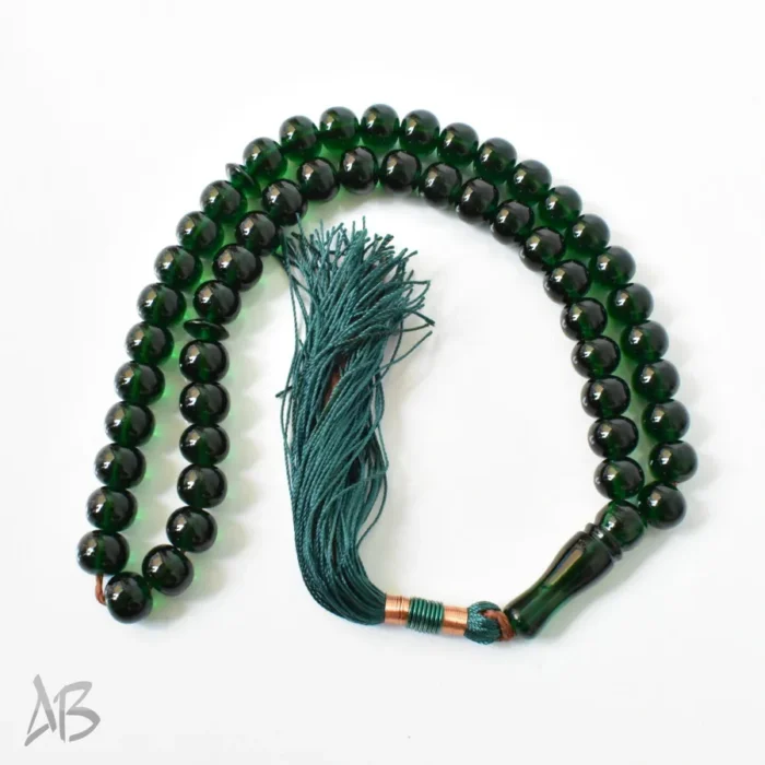 تسبیح سندلوس 51 دانه اصل بودار شلغمی سبز تیره سایز 12 کد 1292 آقابزرگ - Image 7