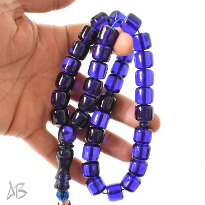 تسبیح سندلوس بودار 35 دانه اصل کد 1293 استوانه‌ای آبی بسیار خوشرنگ آقابزرگ - Image 3