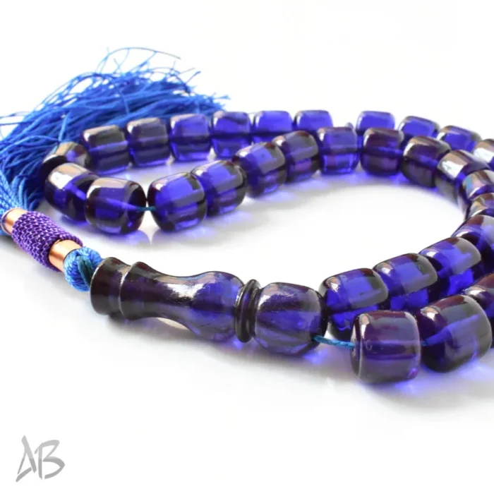 تسبیح سندلوس بودار 35 دانه اصل کد 1293 استوانه‌ای آبی بسیار خوشرنگ آقابزرگ - Image 6