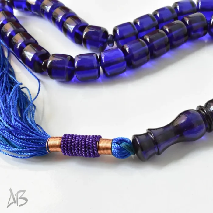 تسبیح سندلوس بودار 35 دانه اصل کد 1293 استوانه‌ای آبی بسیار خوشرنگ آقابزرگ - Image 8