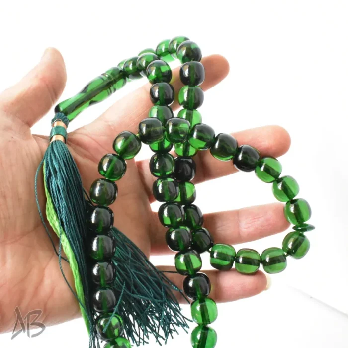 تسبیح سندلوس 51 دانه اصل سبز بودار گرد فندقی شماره 13 کد 1295 آقابزرگ - Image 3