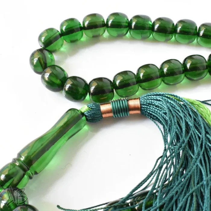 تسبیح سندلوس 51 دانه اصل سبز بودار گرد فندقی شماره 13 کد 1295 آقابزرگ - Image 5