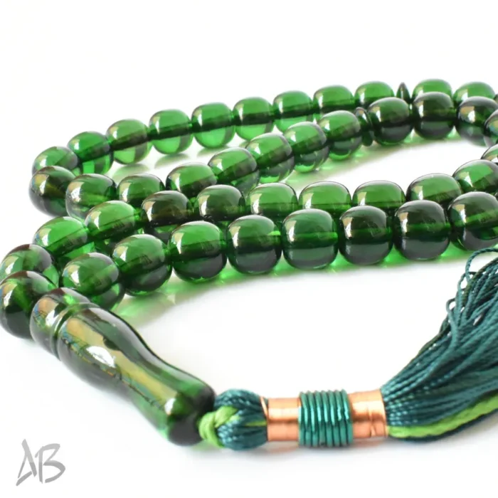 تسبیح سندلوس 51 دانه اصل سبز بودار گرد فندقی شماره 13 کد 1295 آقابزرگ - Image 7