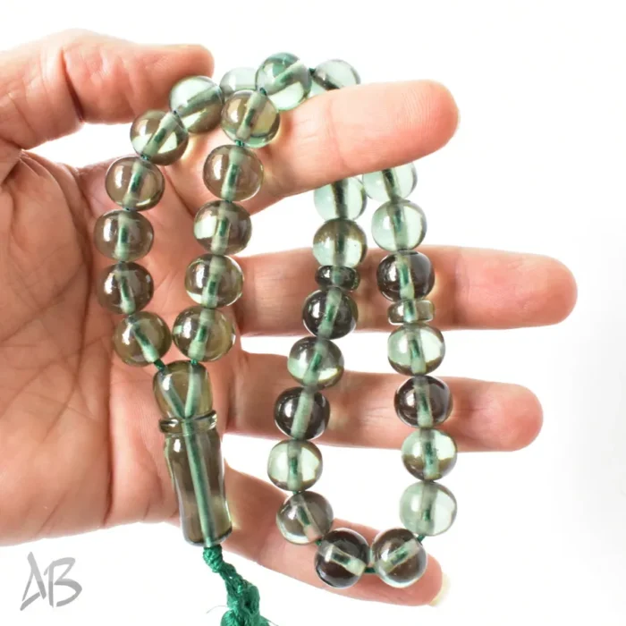 تسبیح سندلوس 33 دانه اصل بودار کد 1296 تراش شلغمی کوتاه دو منگوله سایز 13 - Image 3