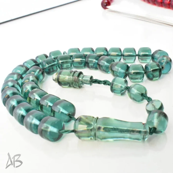 تسبیح سندلوس بودار 33 دانه اصل کد 1300 قپاندار استوانه‌ای لبه گرد سبز زیبا آقابزرگ - Image 5