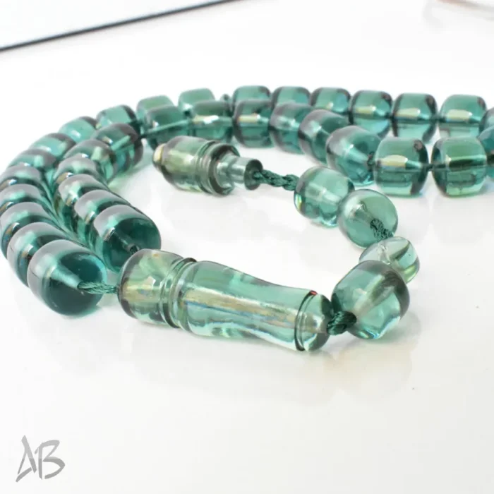 تسبیح سندلوس بودار 33 دانه اصل کد 1300 قپاندار استوانه‌ای لبه گرد سبز زیبا آقابزرگ - Image 6