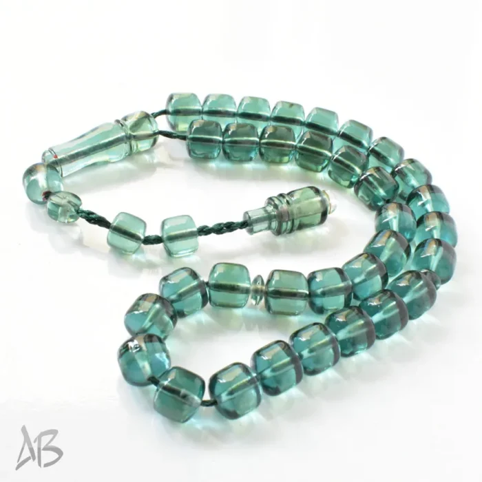 تسبیح سندلوس بودار 33 دانه اصل کد 1300 قپاندار استوانه‌ای لبه گرد سبز زیبا آقابزرگ - Image 7