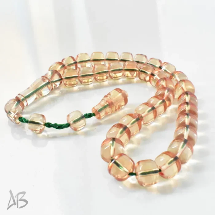 تسبیح سندلوس بودار 33 دانه اصل کد 1301 قپاندار استوانه‌ای لبه گرد عسلی آقابزرگ - Image 5