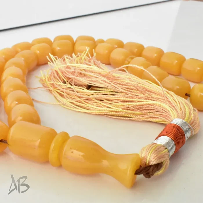 تسبیح سندلوس بودار آلمانی تراش هنگ کنگ 33 دانه زرد کهربایی کد 1304 آقابزرگ - Image 10