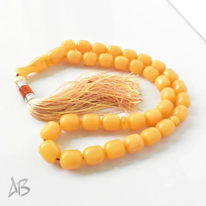 تسبیح سندلوس بودار آلمانی تراش هنگ کنگ 33 دانه زرد کهربایی کد 1304 آقابزرگ - Image 3