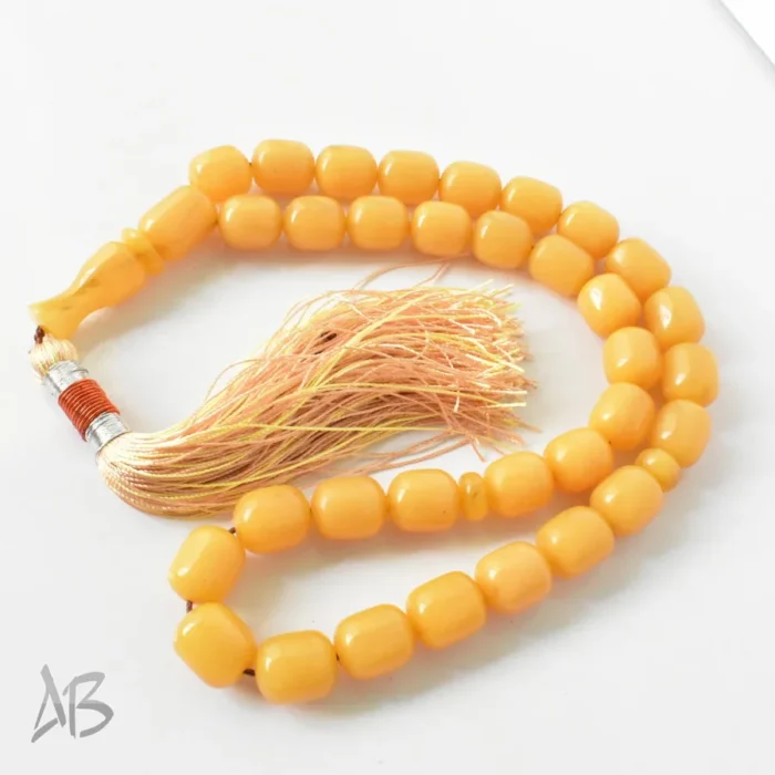 تسبیح سندلوس بودار آلمانی تراش هنگ کنگ 33 دانه زرد کهربایی کد 1304 آقابزرگ - Image 4