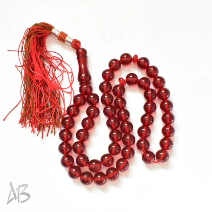 تسبیح سندلوس اصل بودار 51 دانه قرمز تراش گرد کد 722 - Image 2
