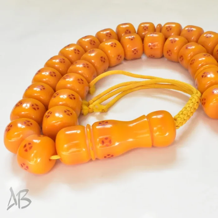 تسبیح سندلوس 33 دانه بودار کپسولی زرد درشت سایز 23 کد 823 آقابزرگ - Image 5