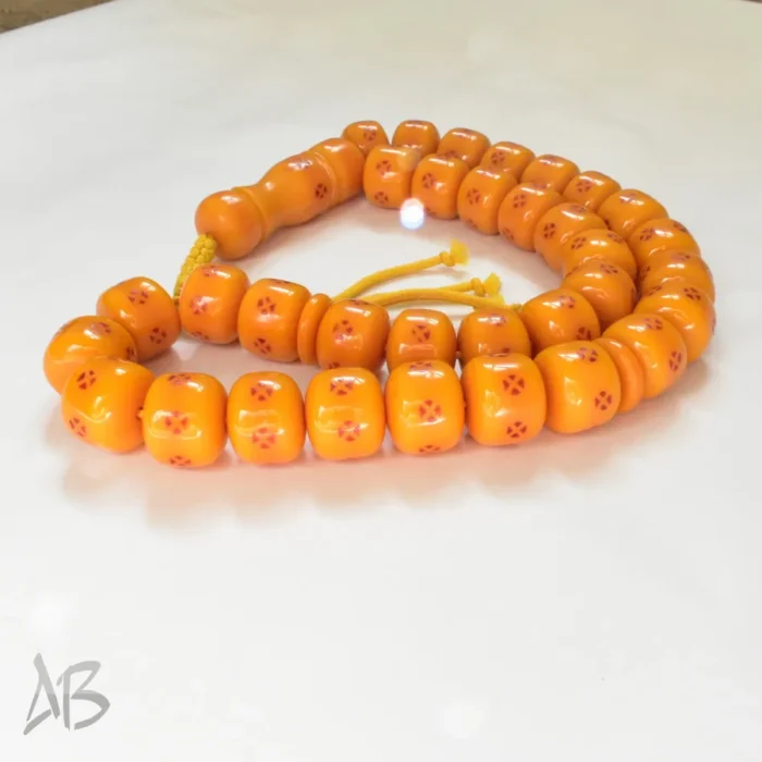 تسبیح سندلوس 33 دانه بودار کپسولی زرد درشت سایز 23 کد 823 آقابزرگ - Image 6