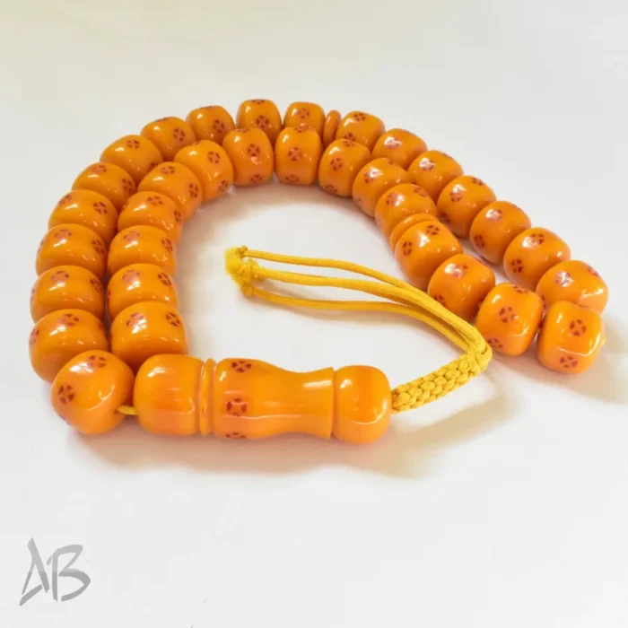 تسبیح سندلوس 33 دانه بودار کپسولی زرد درشت سایز 23 کد 823 آقابزرگ - Image 7