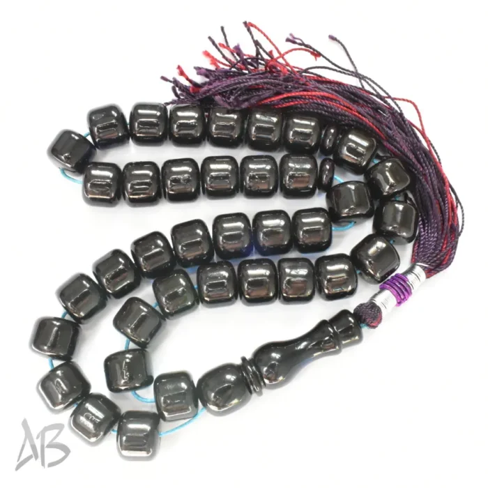 تسبیح سندلوس 37 دانه اصل کد 973 بودار تراش استوانه‌ای تیره آقابزرگ - Image 2