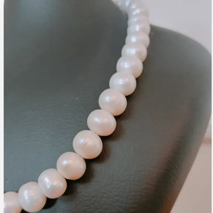 گردنبند مروارید پرورشی اصل منظم 8 تا 10 میل درشت قفل استیل رنگ ثابت کد mv11 - Image 3