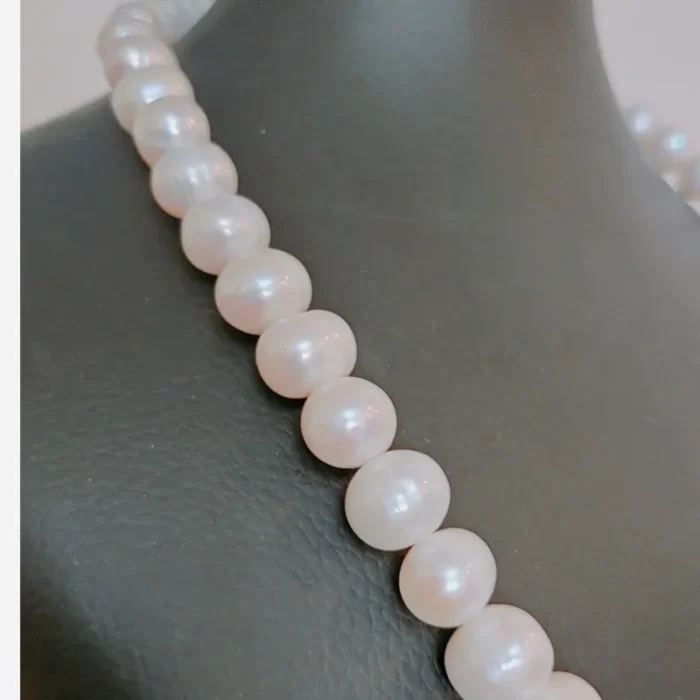 گردنبند مروارید پرورشی اصل منظم 8 تا 10 میل درشت قفل استیل رنگ ثابت کد mv11 - Image 7