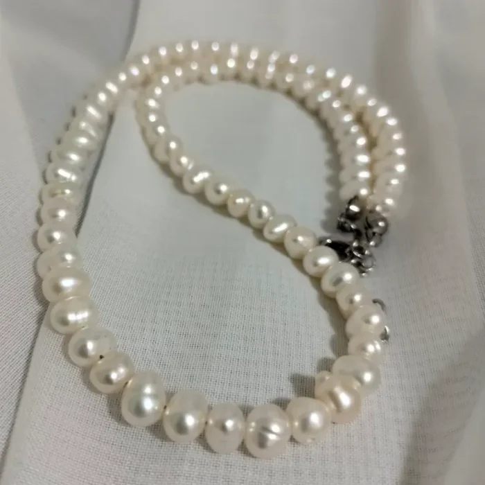 گردنبند مروارید پرورشی سایز 4 با قفل استیل کد mv12 - Image 2