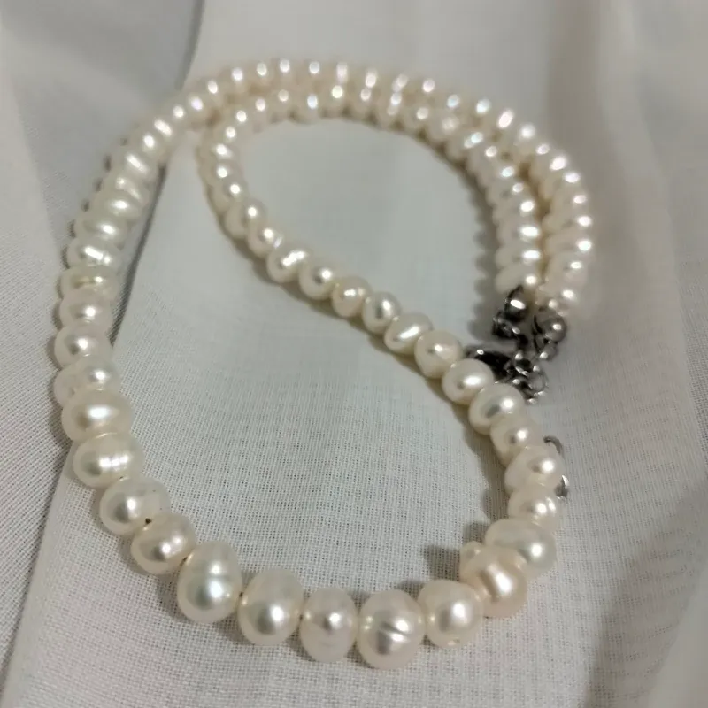 mv12 (1) گردنبند مروارید پرورشی سایز 4 با قفل استیل کد mv12 - Image 1