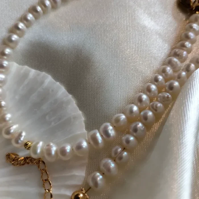 گردنبند مروارید پرورشی سایز 4 با قفل استیل کد mv12 - Image 3