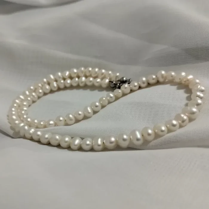 گردنبند مروارید پرورشی سایز 4 با قفل استیل کد mv12 - Image 5