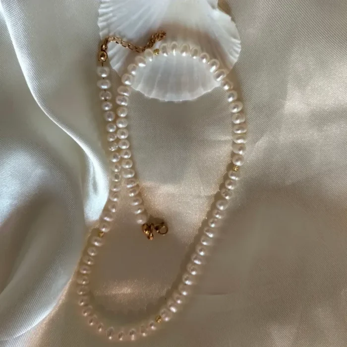 گردنبند مروارید پرورشی سایز 4 با قفل استیل کد mv12 - Image 6