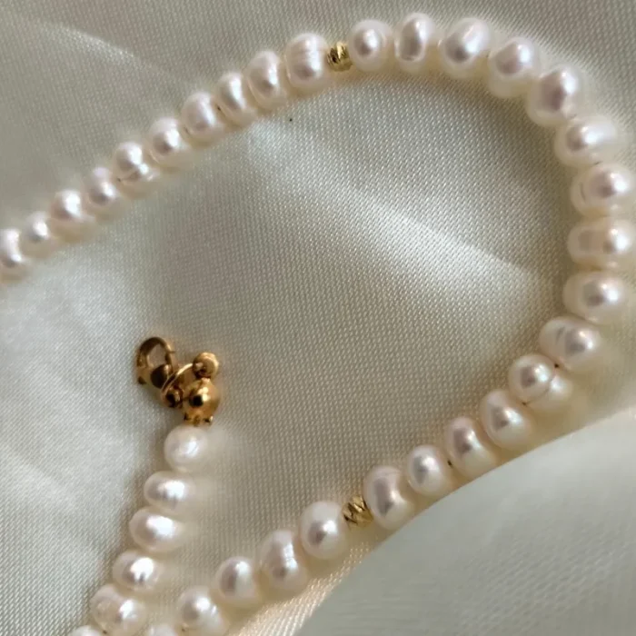 گردنبند مروارید پرورشی سایز 4 با قفل استیل کد mv12 - Image 7