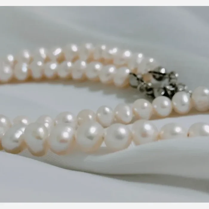 گردنبند مروارید پرورشی سایز 4 با قفل استیل کد mv12 - Image 8