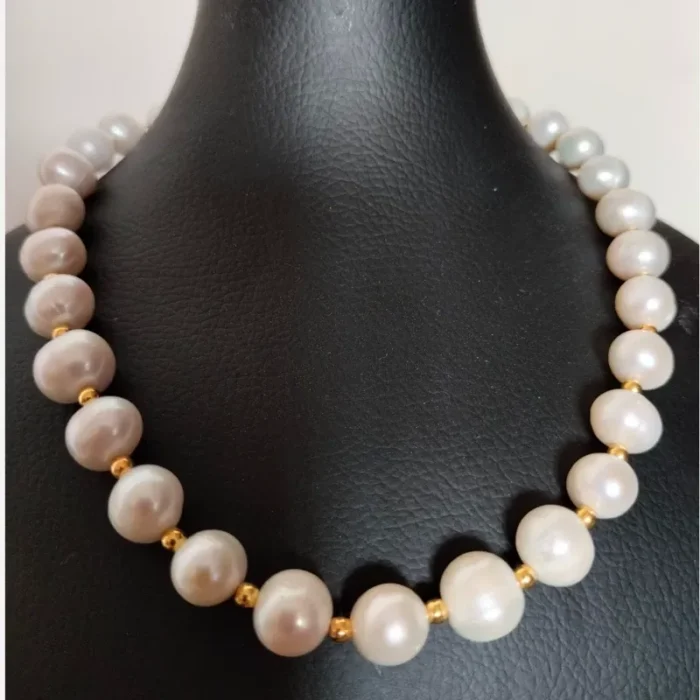 گردنبند مروارید پرورشی سایز 9 تا 10 متریال استیل رنگ ثابت کد mv14 - Image 5