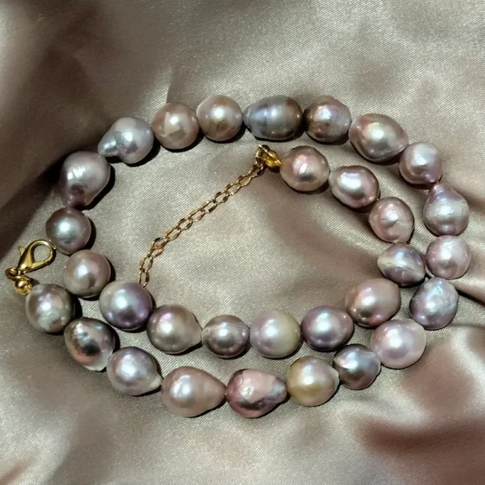 گردنبند مروارید پرورشی و طبیعی پوست پیازی باروک کمیاب 10میل کد mv16 - Image 4