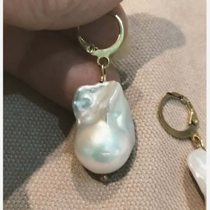 مروارید پرورشی باروک مدل اشک اصلی و طبیعی 3 عددی گوشواره و مدالی کد mv17 - Image 13