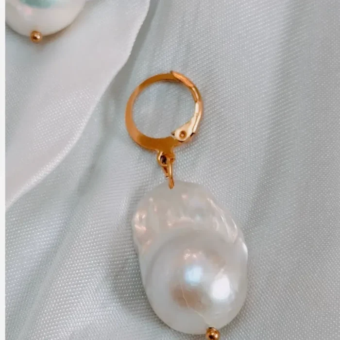 مروارید پرورشی باروک مدل اشک اصلی و طبیعی 3 عددی گوشواره و مدالی کد mv17 - Image 14