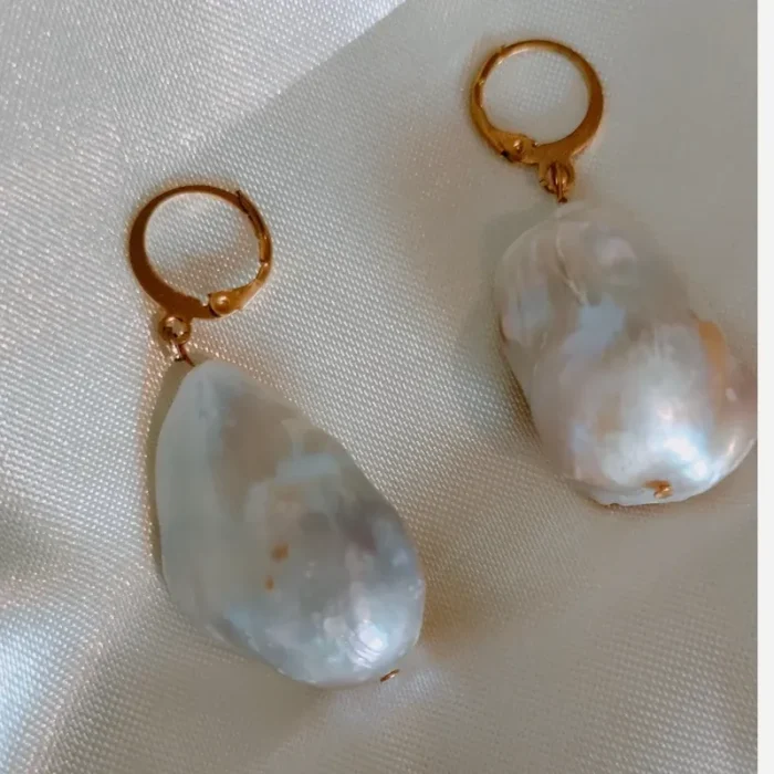 مروارید پرورشی باروک مدل اشک اصلی و طبیعی 3 عددی گوشواره و مدالی کد mv17 - Image 8