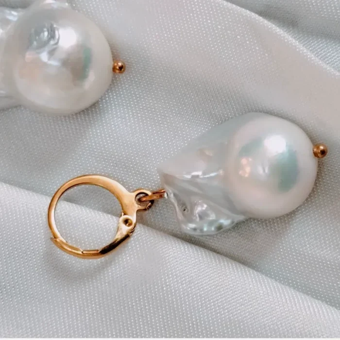 مروارید پرورشی باروک مدل اشک اصلی و طبیعی 3 عددی گوشواره و مدالی کد mv17 - Image 10