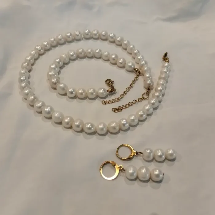 مروارید پرورشی 8 میل (گردنبند، گوشواره، دستبند) کد mv18 - Image 2