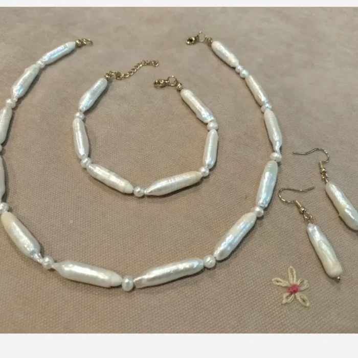 مروارید پرورشی باروک (دستبند، گوشواره، گردنبند) کد mv20 - Image 5